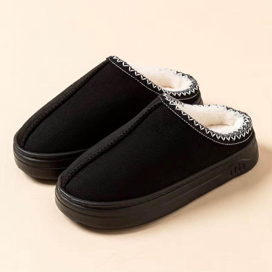 Fleece-Lined Slippers in Black