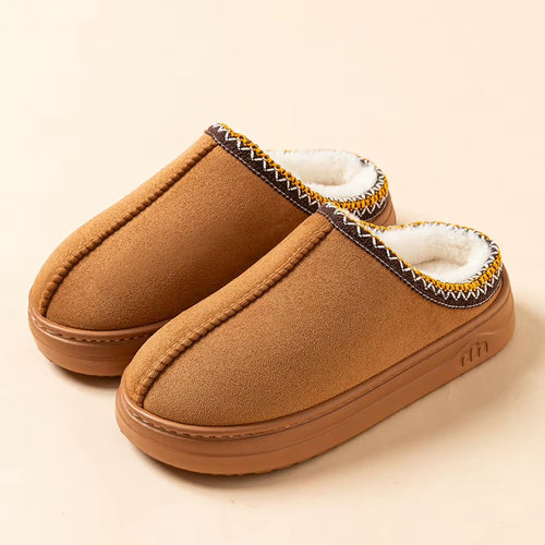 Fleece-Lined Slippers in Chestnut
